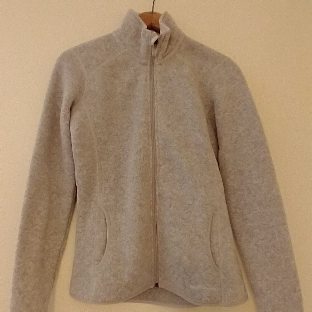Eddie Bauer Knit Fleece Sweater (Never Worn) Full-Zip in Grey